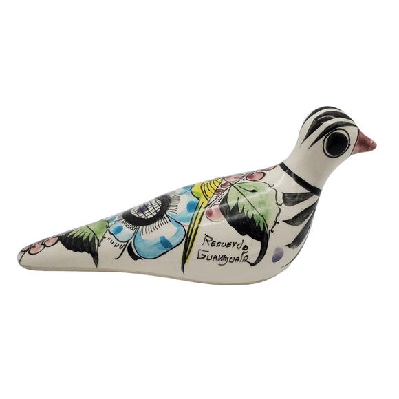 Tonala Ceramic Bird Figure Hand Painted Mexican Pottery Signed Folk Art Figurine - Picture 4 of 10